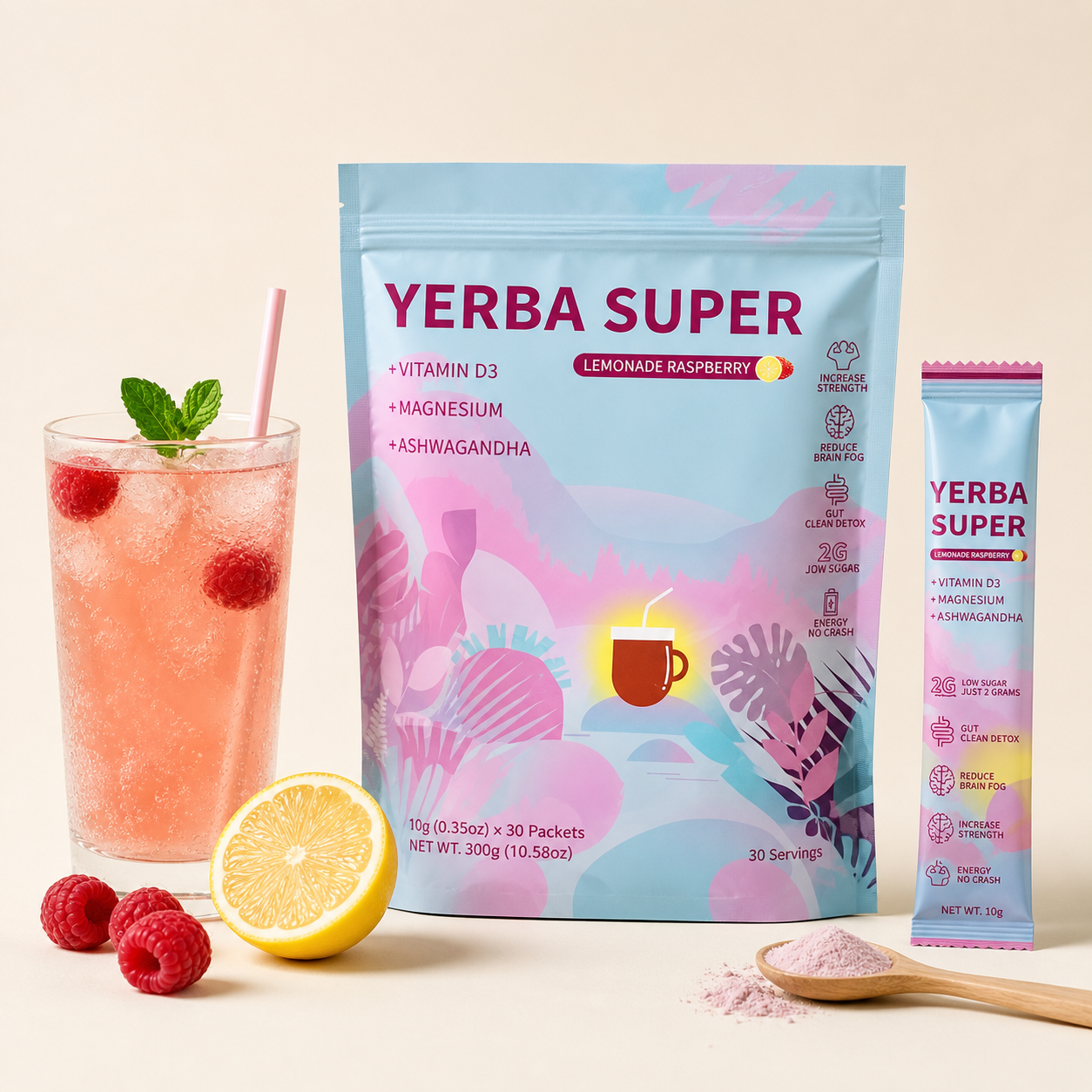 Prime Yerba Super™ – Clean Energy + Focus Drink Mix | Low Sugar (2g) | Gut Health, Brain Support & Performance Blend