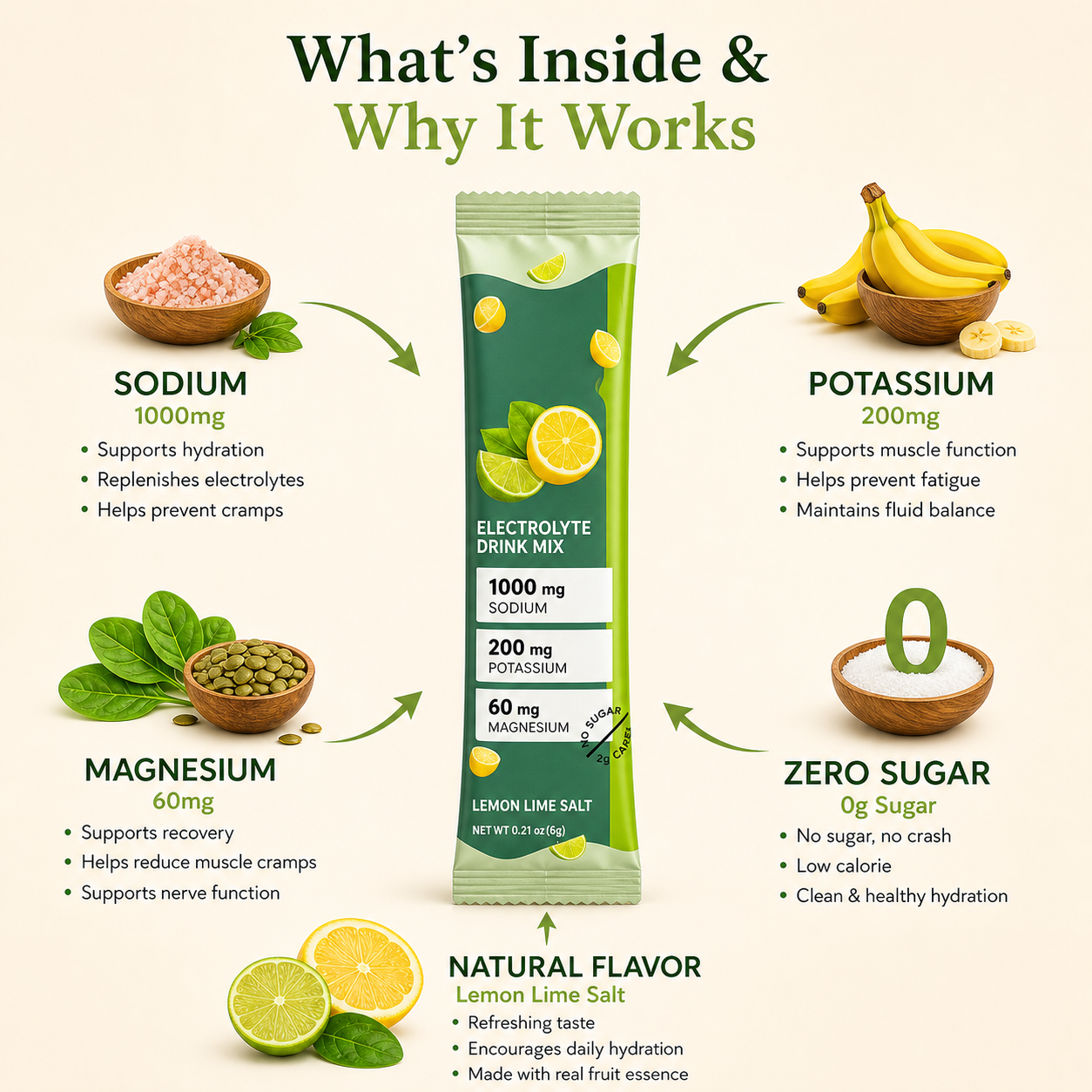 Prime Electrolytes™ – Daily Hydration Drink Mix | 4 Flavor Variety Pack (0 Sugar, 1000mg Sodium, 20 Stick Packs)