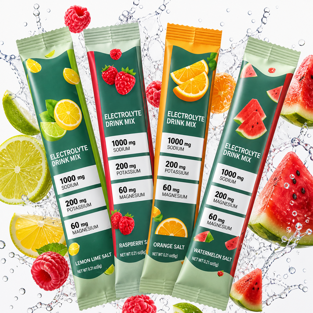 Prime Electrolytes™ – Daily Hydration Drink Mix | 4 Flavor Variety Pack (0 Sugar, 1000mg Sodium, 20 Stick Packs)
