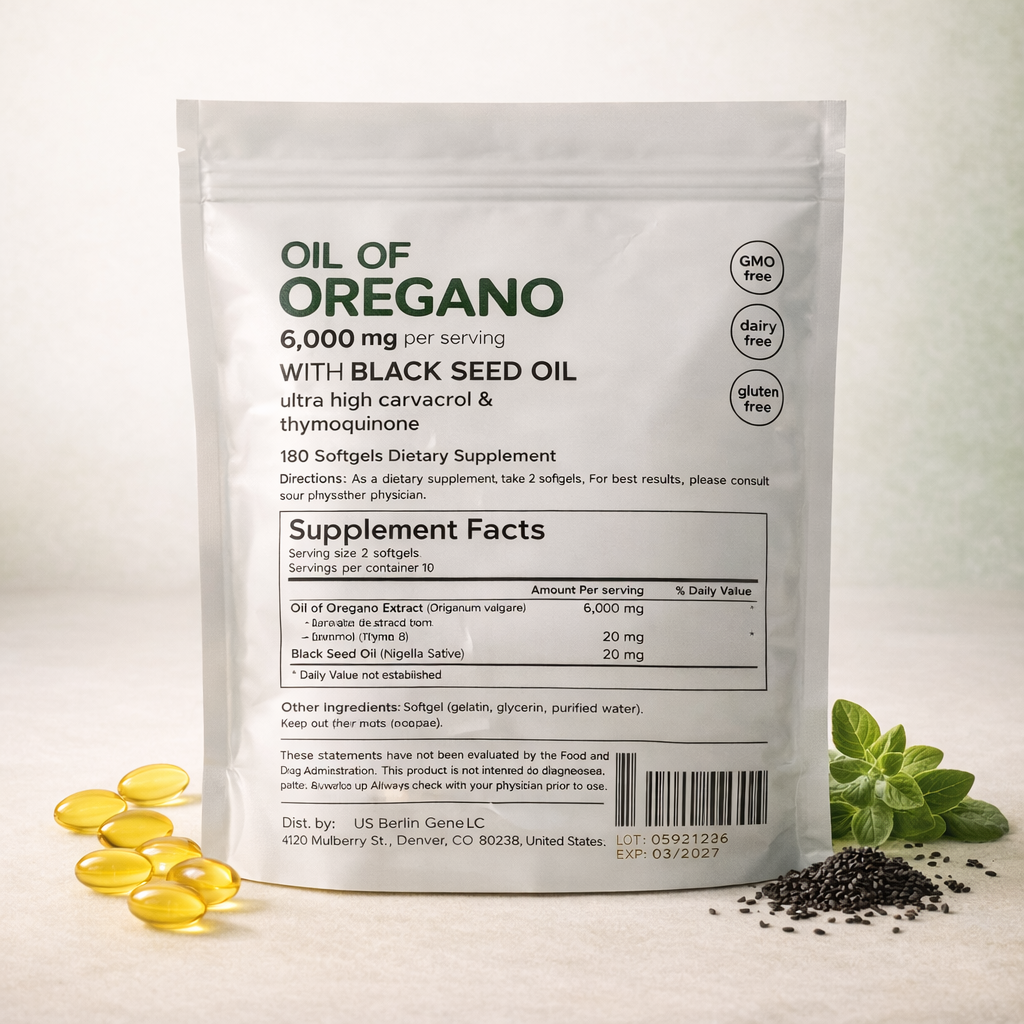 OIL OF OREGANO WITH BLACK SEED OIL – 6,000 MG HIGH-POTENCY FORMULA
